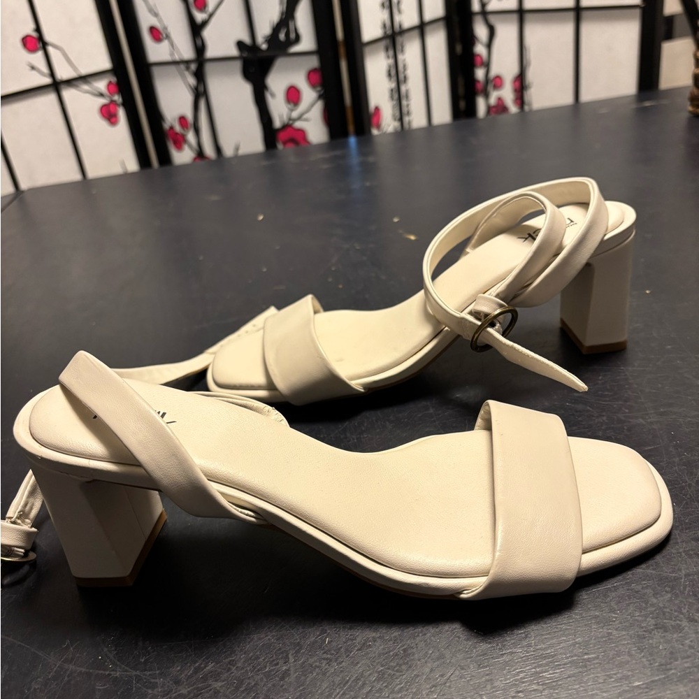 Chic Cream Block Heel Sandals